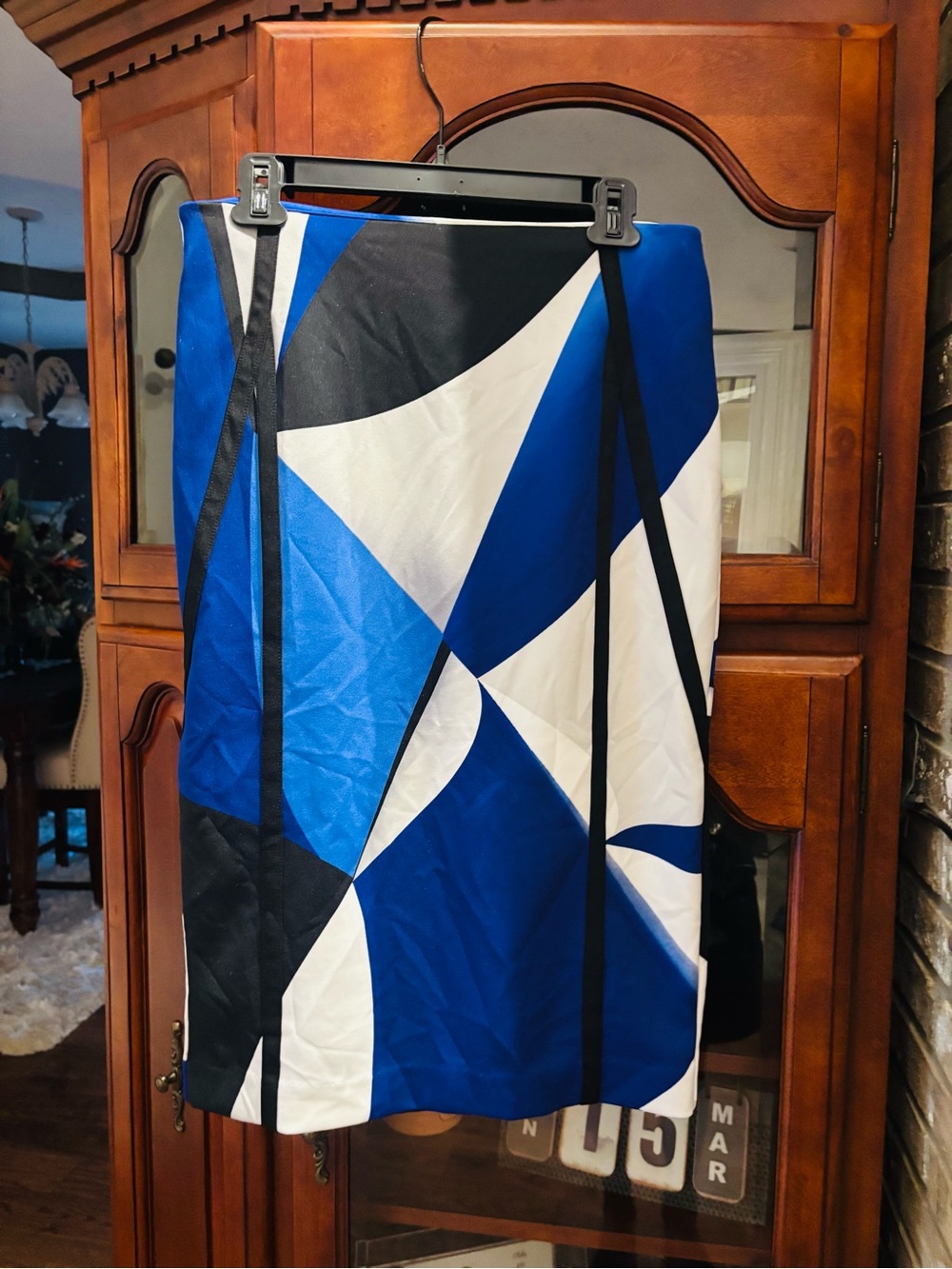 Bright Blue & White Pencil Skirt